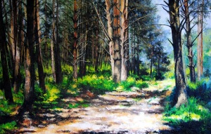 Camino en el bosque. Óleo sobre lienzo 92x60cm Guadalupe Alonso Ramos